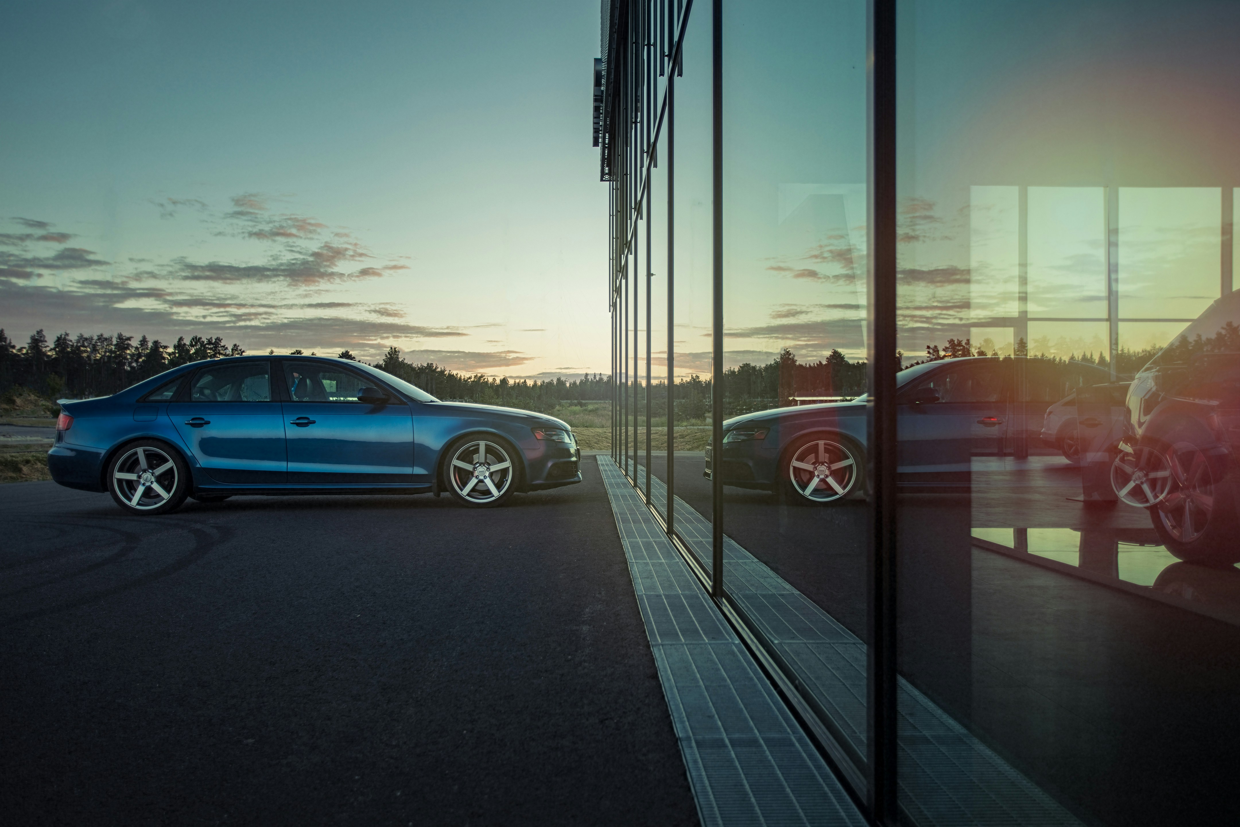 Cars on a dealership lot